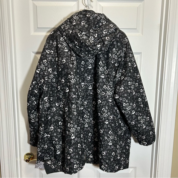 Woman Within Black Floral Removable Liner Rain Jacket - Picture 7 of 9